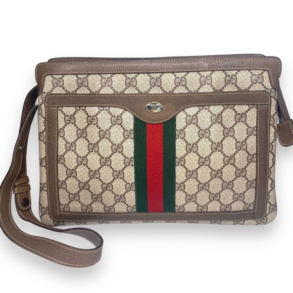🔴SOLD🔴Gucci GG Monogram Canvas and Brown Leather shoulder bag - Picture 14 of 17